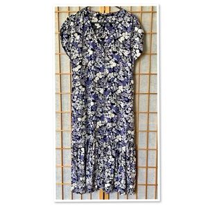 Madewell Blue and White Floral Midi Dress